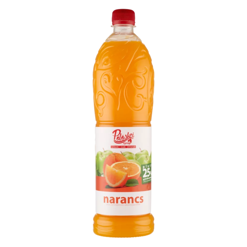 Pölöskei Syrup narancs ízű szörp 1 l cukorral és édesítőszerrel