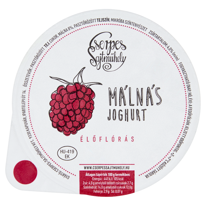 Cserpes joghurt 250 g málnás